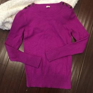 J. crew purple button shoulder sweater shirt sz S